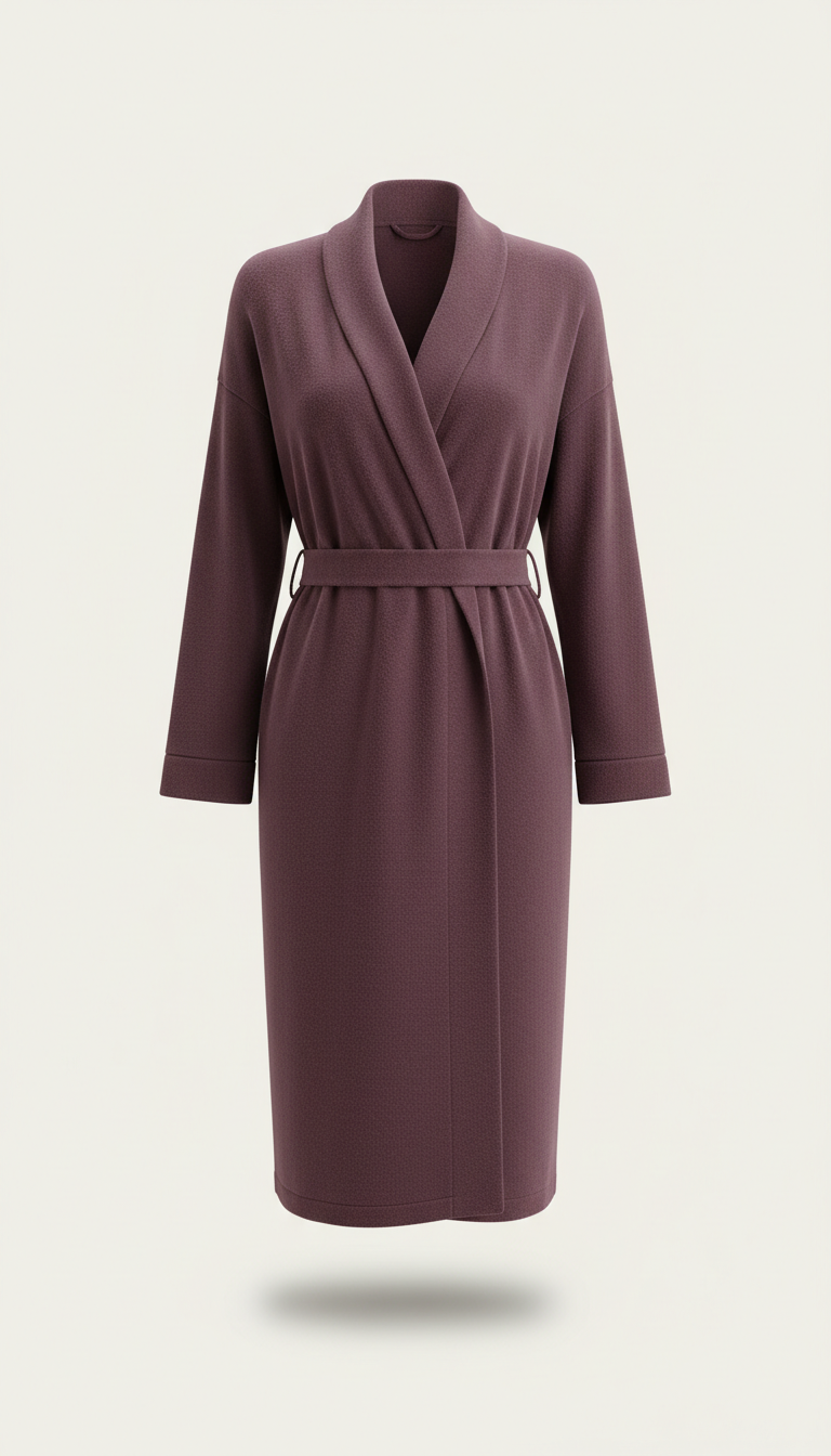 Smoked plum cashmere blend robe
